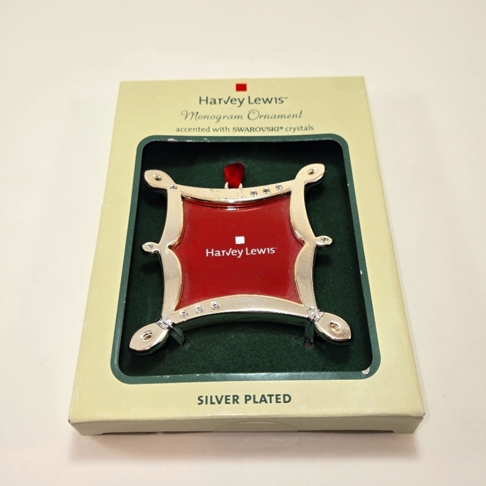 NWT Harvey Lewis Silver Plated Christmas Ornament Swarovski Crystal Accents